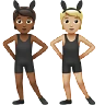 People With Bunny Ears: Medium-Dark Skin Tone, Medium-Light Skin Tone Emoji 🧑🏾‍🐰‍🧑🏼 image - Apple style