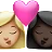 Kiss: Woman, Woman, Medium-Light Skin Tone, Dark Skin Tone