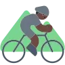 Person Mountain Biking: Dark Skin Tone Emoji 🚵🏿 image - Tossface style