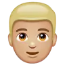 Person: Medium-Light Skin Tone, Blond Hair Emoji 👱🏼 image - WhatsApp style
