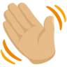 Waving Hand: Medium-Light Skin Tone Emoji 👋🏼 image - Facebook Messenger (2016) style