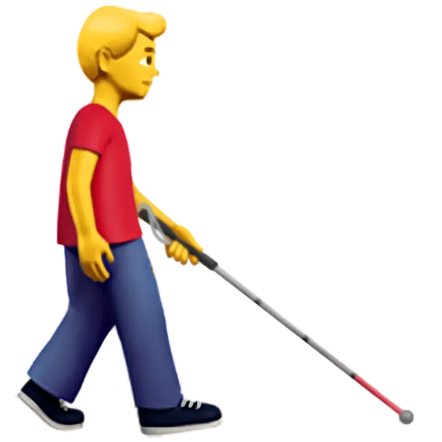 Man With White Cane Facing Right