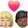 Kiss: Woman, Man, Medium-Light Skin Tone, Dark Skin Tone Emoji 👩🏼‍❤️‍💋‍👨🏿 image - Samsung style