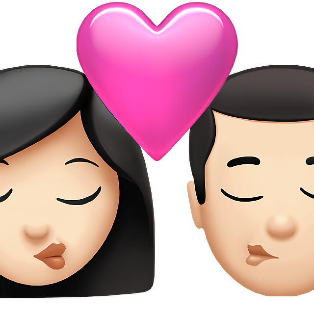 Kiss: Woman, Man, Light Skin Tone