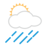 Sol blanco detrás de una nube con lluvia Emoji 🌦 image - Emojidex style