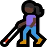 Woman With White Cane: Dark Skin Tone Emoji 👩🏿‍🦯 image - Microsoft Windows 10 Segoe UI Emoji style