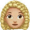 Woman: Medium-Light Skin Tone, Curly Hair Emoji 👩🏼‍🦱 image - Apple style