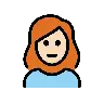 Woman: Light Skin Tone, Red Hair Emoji 👩🏻‍🦰 image - OpenMoji style