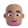 Man: Medium Skin Tone, Bald Emoji 👨🏽‍🦲 image - Microsoft 3D Fluent style