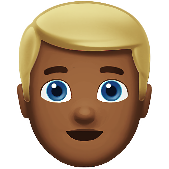 Man: Medium-Dark Skin Tone, Blond Hair