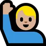 Man Raising Hand: Medium-Light Skin Tone Emoji 🙋🏼‍♂️ image - Microsoft Windows 10 Segoe UI Emoji style