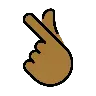 Hand With Index Finger And Thumb Crossed: Medium-Dark Skin Tone Emoji 🫰🏾 image - OpenMoji style