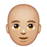 Man: Medium-Light Skin Tone, Bald Emoji 👨🏼‍🦲 image - WhatsApp style