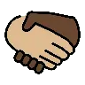 Handshake: Medium-Light Skin Tone, Dark Skin Tone Emoji 🫱🏼‍🫲🏿 image - OpenMoji style