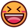 Rosto sorridente com boca aberta e olhos bem fechados Emoji 😆 image - Emojidex style