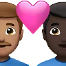 Couple With Heart: Man, Man, Medium Skin Tone, Dark Skin Tone Emoji 👨🏽‍❤️‍👨🏿 image - Apple style