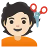 Person Getting Haircut: Light Skin Tone Emoji 💇🏻 image - Google Noto Color style