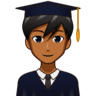 Man Student: Medium-Dark Skin Tone Emoji 👨🏾‍🎓 image - Emojidex style