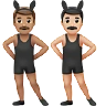 Men With Bunny Ears: Medium Skin Tone, Light Skin Tone Emoji 👨🏽‍🐰‍👨🏻 image - Apple style