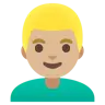 Man: Medium-Light Skin Tone, Blond Hair Emoji 👱🏼‍♂️ image - Google Noto Color style