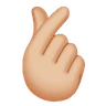 Hand With Index Finger And Thumb Crossed: Medium-Light Skin Tone Emoji 🫰🏼 image - Huawei Harmony OS style