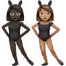 Women With Bunny Ears: Dark Skin Tone, Medium Skin Tone Emoji 👩🏿‍🐰‍👩🏽 image - Apple style