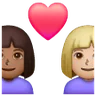 Couple With Heart: Woman, Woman, Medium-Light Skin Tone, Medium-Dark Skin Tone Emoji 👩🏼‍❤️‍👩🏾 image - Samsung style
