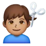 Man Getting Haircut: Medium Skin Tone Emoji 💇🏽‍♂️ image - Samsung style