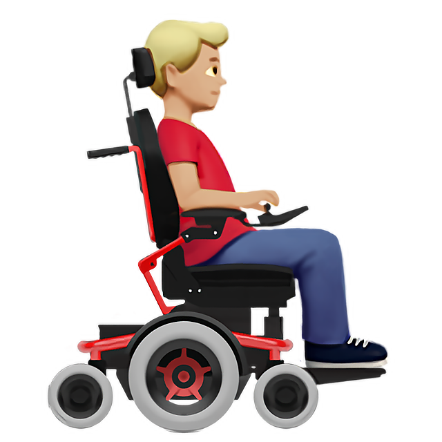 Man In Motorized Wheelchair Facing Right: Medium-Light Skin Tone
