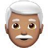 Man: Medium Skin Tone, White Hair Emoji 👨🏽‍🦳 image - Apple style
