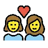 Couple With Heart: Woman, Woman Emoji 👩‍❤️‍👩 image - OpenMoji style