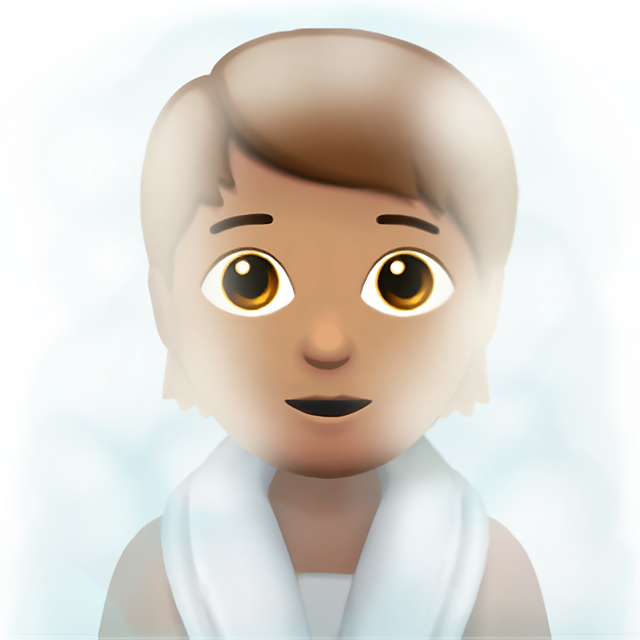 Person In Steamy Room: Medium Skin Tone