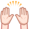 Raising Hands: Light Skin Tone Emoji 🙌🏻 image - Emojidex style