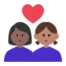 Couple With Heart: Woman, Woman, Medium-Dark Skin Tone, Medium Skin Tone Emoji 👩🏾‍❤️‍👩🏽 image - Tossface style