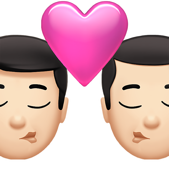 Kiss: Man, Man, Light Skin Tone