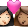 Kiss: Woman, Woman, Light Skin Tone, Medium Skin Tone Emoji 👩🏻‍❤️‍💋‍👩🏽 image - Apple style