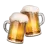 碰在一起的啤酒杯