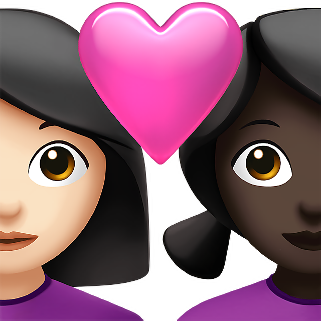 Couple With Heart: Woman, Woman, Light Skin Tone, Dark Skin Tone