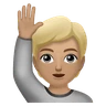 Person Raising Hand: Medium-Light Skin Tone Emoji 🙋🏼 image - Huawei Harmony OS style