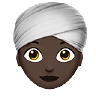Woman Wearing Turban: Dark Skin Tone Emoji 👳🏿‍♀️ image - Apple style