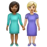 Women Holding Hands: Medium-Dark Skin Tone, Medium-Light Skin Tone Emoji 👩🏾‍🤝‍👩🏼 image - WhatsApp style