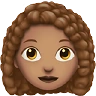 Woman: Medium Skin Tone, Curly Hair Emoji 👩🏽‍🦱 image - Apple style