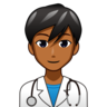 Man Health Worker: Medium-Dark Skin Tone Emoji 👨🏾‍⚕️ image - Emojidex style
