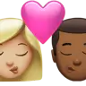 Kiss: Woman, Man, Medium-Light Skin Tone, Medium-Dark Skin Tone Emoji 👩🏼‍❤️‍💋‍👨🏾 image - Apple style