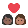 Kiss: Woman, Woman, Medium-Dark Skin Tone, Medium Skin Tone Emoji 👩🏾‍❤️‍💋‍👩🏽 image - Tossface style