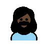 Woman: Dark Skin Tone, Beard Emoji 🧔🏿‍♀️ image - OpenMoji style