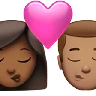 Kiss: Woman, Man, Medium-Dark Skin Tone, Medium Skin Tone Emoji 👩🏾‍❤️‍💋‍👨🏽 image - Apple style