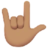 Love-You Gesture: Medium Skin Tone Emoji 🤟🏽 image - Apple style