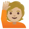 Person Raising Hand: Medium-Light Skin Tone Emoji 🙋🏼 image - Google Noto Color style
