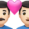 Couple With Heart: Man, Man, Light Skin Tone Emoji 👨🏻‍❤️‍👨🏻 image - Apple style